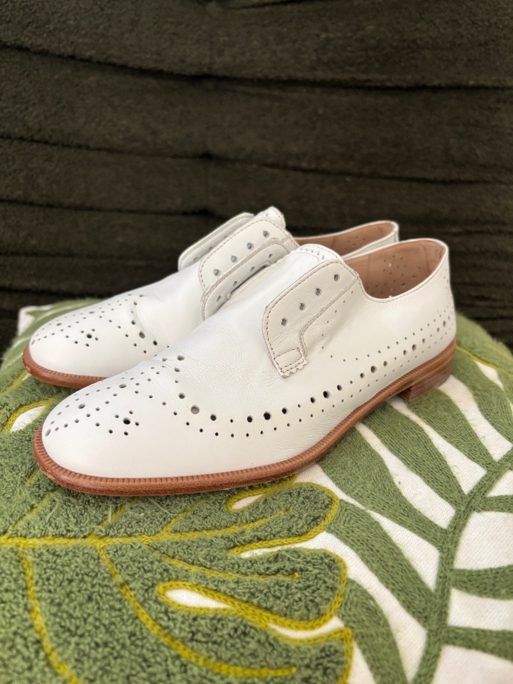 Fratelli Rossetti White Leather Perforated Brogue Oxfords Made in Italy 36